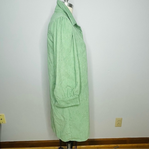 PrettyLittleThing Green Cord Shirt Dress- NWT- Size 6 - Picture 7 of 13